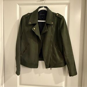 Banana Republic Vegan Suede Moto Jacket-Army Green